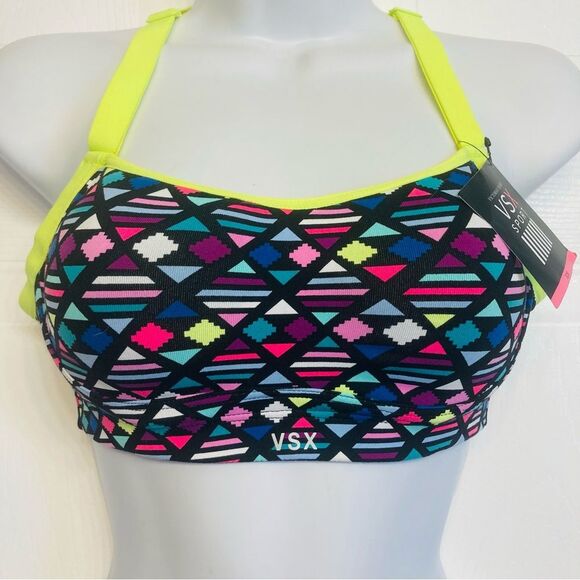 Victoria's‎ Secret VSX Angel Sport Bra Size 32B Colorful Strappy Memory Fit NEW - Picture 1 of 11